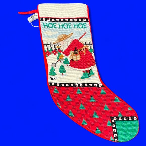Vintage Mary Engelbreit Needlepoint Christmas Stocking Ho Ho Ho Trees Midwest - Picture 1 of 5